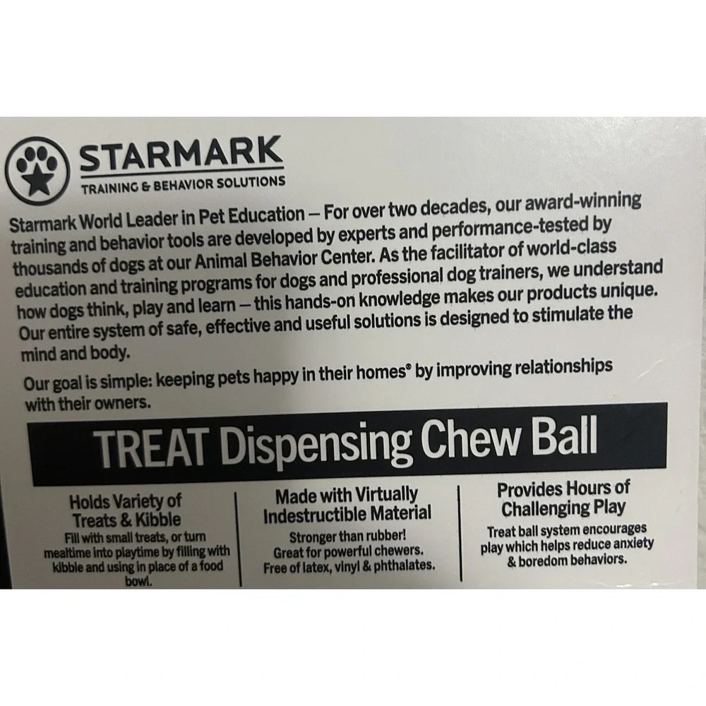 TWO StarMark Everlasting Medium Large Treat Dispensing Chew Balls Rubber Dog Toy